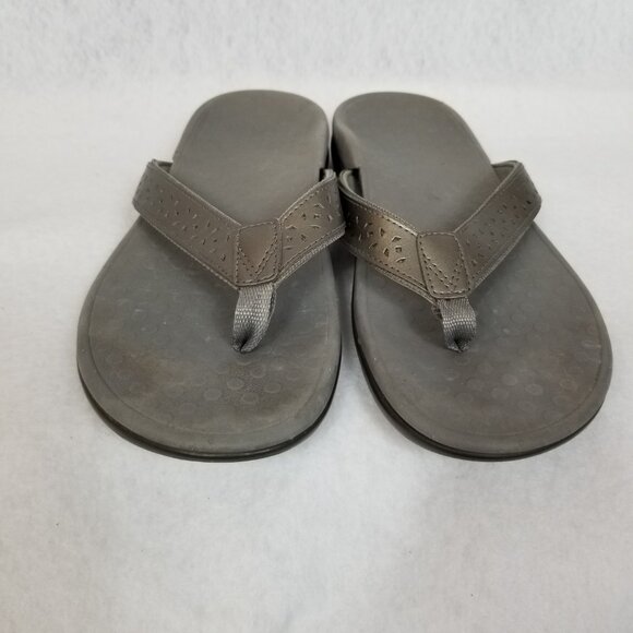 VIONIC Tideperf Strap Sandal Bronze Leather Orthotic Flip Flop Size 10.5(W) - Picture 3 of 8